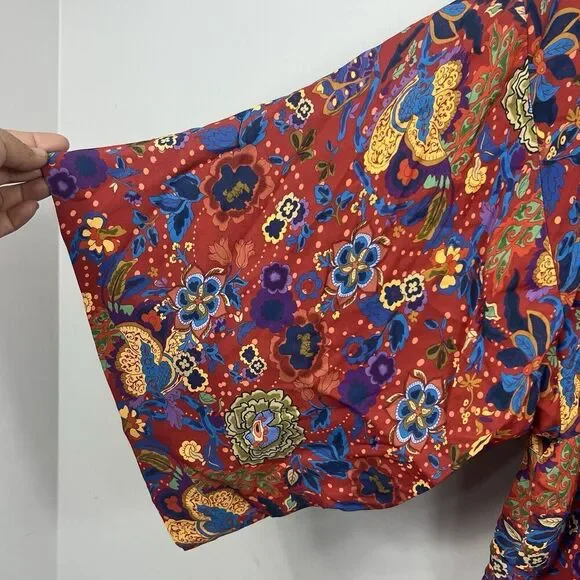 Elizabeth & James Drew Open Front Kimono Size M Rust Floral - Picture 4 of 12